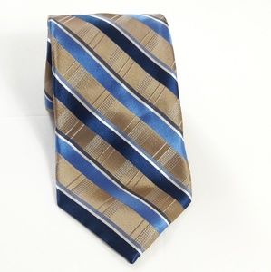 Michael Kors Men's Tie 100% Silk Tan, Blue & White